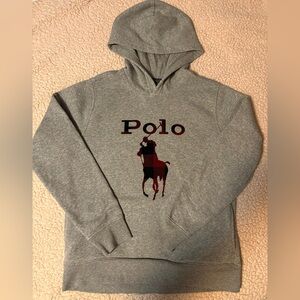Polo by Ralph Lauren Gray Hoodie with Logo - Boys Large